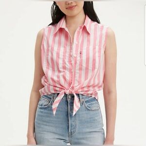Levi’s Davina Sleeveless Tie-Front Striped Shirt